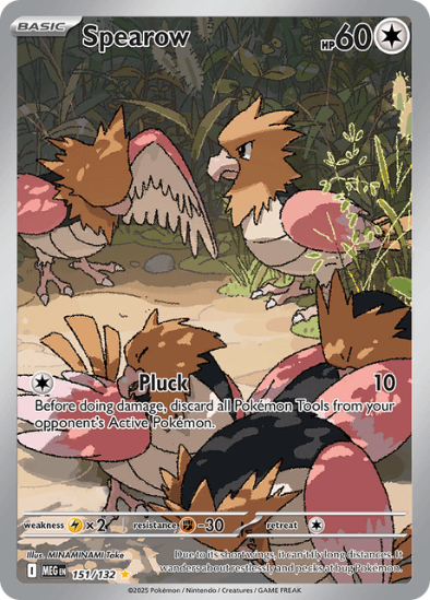 Pokémon trading card featuring Spearow with detailed artwork and text.