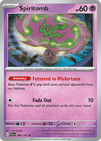 Spiritomb 089/193 - Reverse Holo Rare - Scarlet & Violet Paldea Evolved