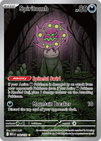 Pokémon Spiritomb card with dark forest background