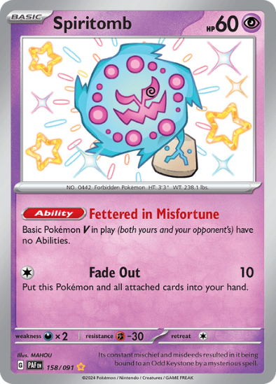 Spiritomb 158/091 - Shiny Rare - Scarlet & Violet Paldean Fates