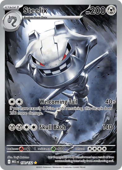 Pokémon trading card featuring Steelix with detailed artwork and text.