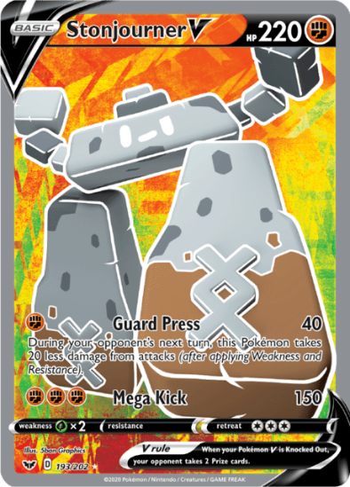 Stonjourner V 193/202 - Full Art Ultra Rare - Sword & Shield Base Set
