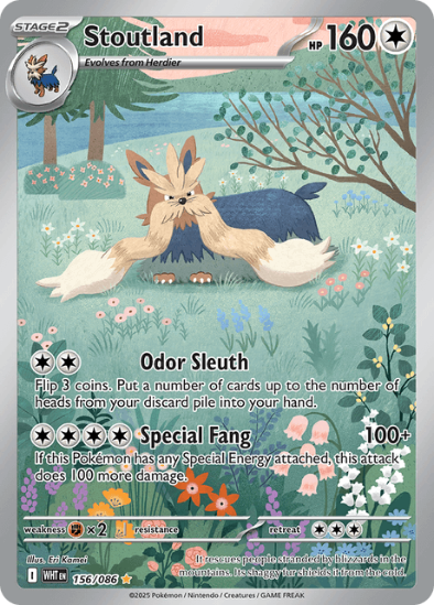 Pokémon trading card featuring Stoutland with nature-themed artwork