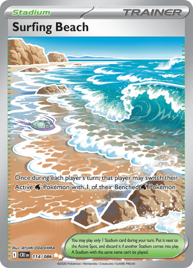 Surfing Beach 114/086 - Full Art Ultra Rare - Mega Evolution: Chaos Rising
