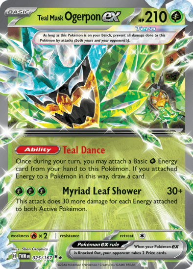 Teal Mask Ogerpon ex 025/167 - Ultra Rare - Scarlet & Violet Twilight Masquerade