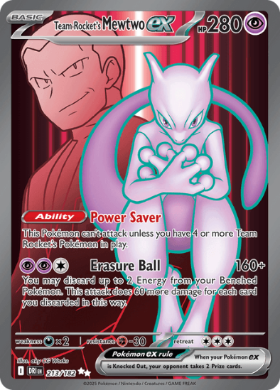 Team Rocket's Mewtwo ex 213/182 - Full Art Ultra Rare - Scarlet & Violet Destined Rivals