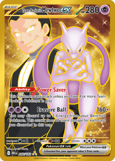 Team Rocket's Mewtwo ex 240/182 - Gold Secret Rare - Scarlet & Violet Destined Rivals