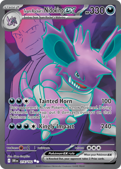 Team Rocket's Nidoking ex 216/182 - Ultra Rare - Scarlet & Violet Destined Rivals