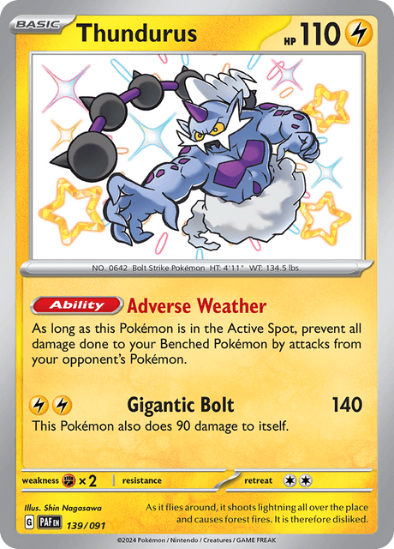 Thundurus 139/091 - Shiny Rare - Scarlet & Violet Paldean Fates