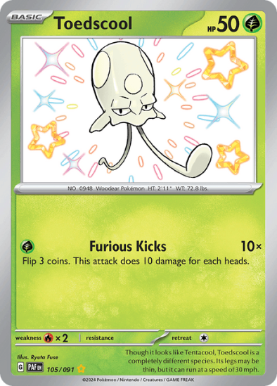 Toedscool 105/091 - Shiny Rare - Scarlet & Violet Paldean Fates