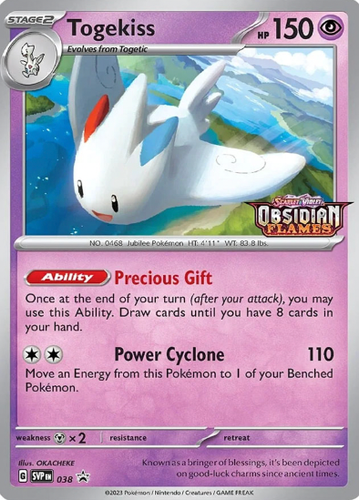 Togekiss SVP 038 - Prerelease Holo Rare - Obsidian Flames Black Star Promo