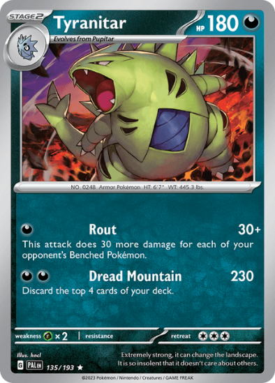 Tyranitar 135/193 - Reverse Holo Rare - Scarlet & Violet Paldea Evolved
