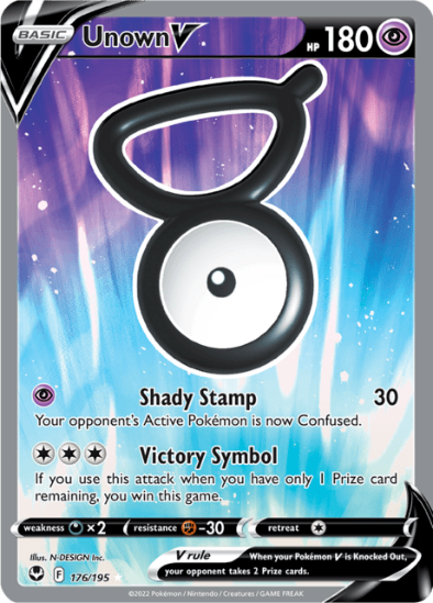 Unown V 176/195 - Full Art Ultra Rare - Silver Tempest