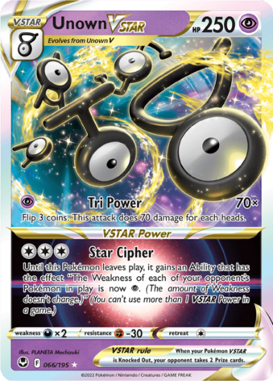 Unown VSTAR 066/195 - Full Art Ultra Rare - Silver Tempest