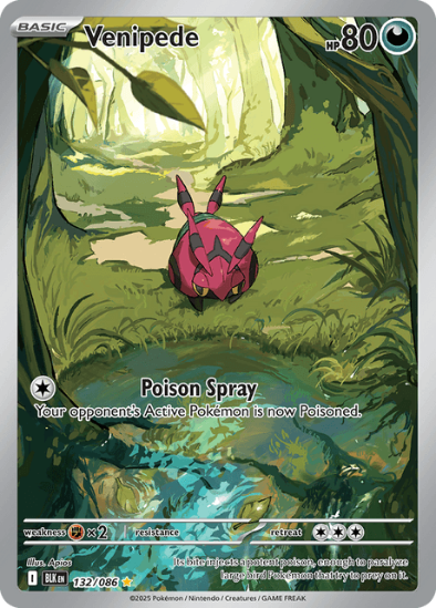 Venipede 132/086 - Illustration Rare - Scarlet & Violet: Black Bolt