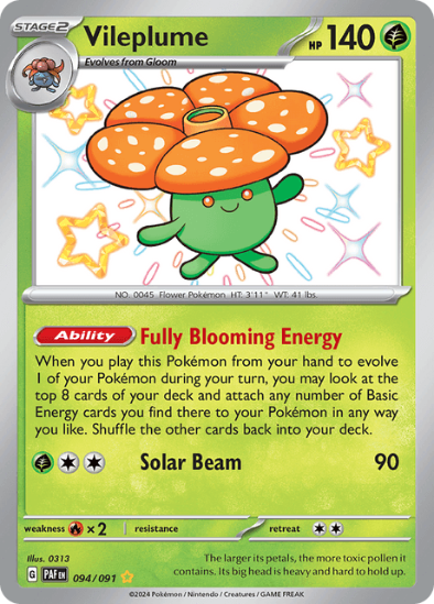 Vileplume 094/091 - Shiny Rare - Scarlet & Violet Paldean Fates