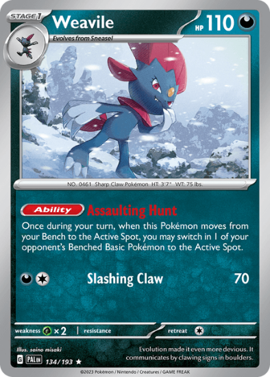 Weavile 134/193 - Reverse Holo Rare - Scarlet & Violet Paldea Evolved