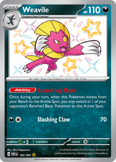 Weavile 183/091 - Shiny Rare - Scarlet & Violet Paldean Fates