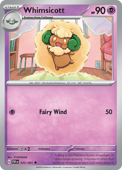 Whimsicott 035/091 - Reverse Holo Uncommon - Scarlet & Violet Paldean Fates
