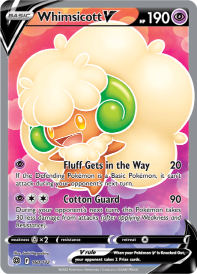 Whimsicott V 160/172 - Full Art Ultra Rare - Sword & Shield Brilliant Stars