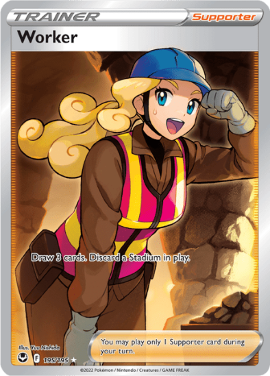 Worker 195/195 - Full Art Ultra Rare - Silver Tempest
