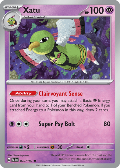 Xatu 072/182 - Non Holo Rare - Scarlet & Violet Paradox Rift
