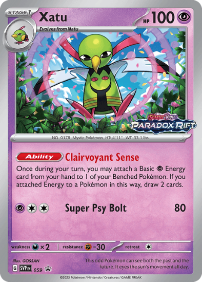 Xatu SVP 059 - Prerelease Holo Rare - Paradox Rift Black Star Promo