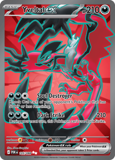 Yveltal ex 105/088 - Full Art Ultra Rare - Mega Evolution: Perfect Order