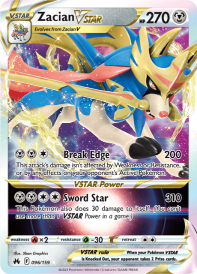Zacian VStar 096/159 - Full Art Ultra Rare - Crown Zenith