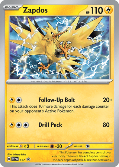 Zapdos SVP 157 - Cosmos Holo Rare - Scarlet & Violet Black Star Promo