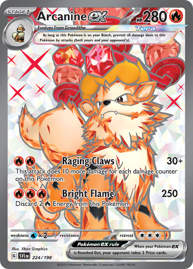 Arcanine EX 224/198 - Full Art Ultra Rare - Scarlet & Violet Base Set