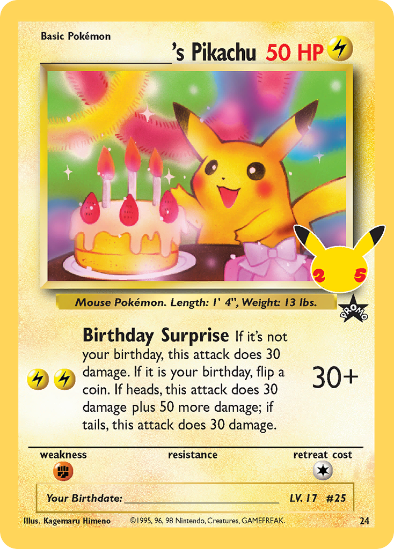Birthday Pikachu 24 - Holo Promo Classic Collection - Celebrations 25th Anniversary