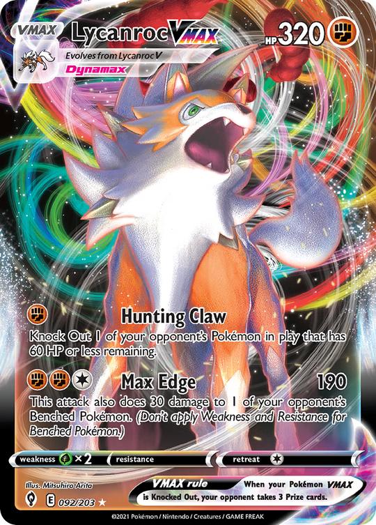 Lycanroc VMAX 092/203 - Full Art Ultra Rare - Evolving Skies