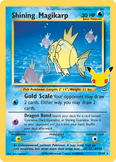 Shining Magikarp 66/64 - Classic Collection Holo Rare - Celebrations 25th Anniversary