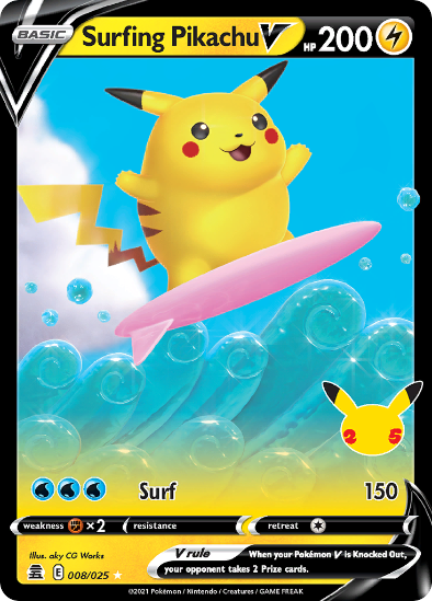 Surfing Pikachu 008/025 - Ultra Rare - Celebrations 25th Anniversary