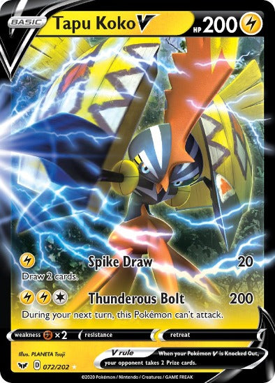 Tapu Koko V 072/202 - Ultra Rare - Sword & Shield Base Set