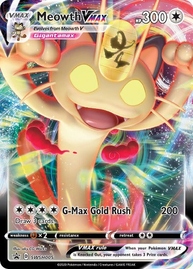 Meowth VMAX SWSH005 - Full Art Ultra Rare - Sword & Shield Black Star Promo
