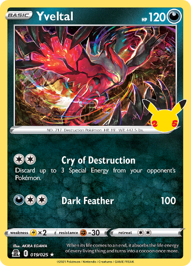 Yveltal 019/025 - Holo Rare - 25th Anniversary Celebrations